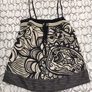 BCBGMaxAzria Black and Cream Patterned Tank Top